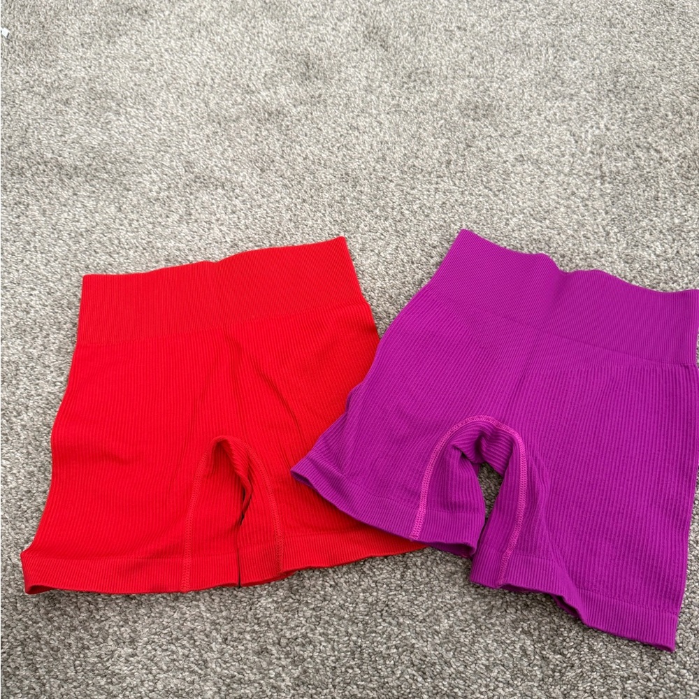 Vibrant Purple Ribbed Shorts